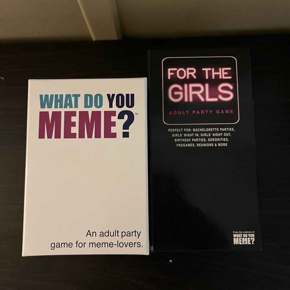 2 game card sets 
(What do you meme)
(For the girls)
